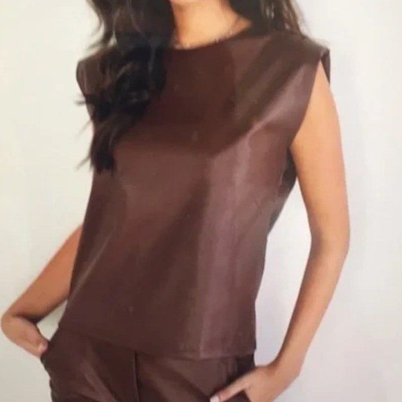 venti6 Tops - NWT Venti6 Brown Faux Leather Top